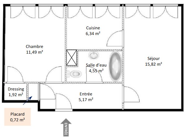 2 Pièces Meublé à Chatou 1 255 € (Réf 1084)